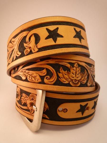 Hand Made/Tooled Leather Belt. 11 Fantastic DesignsD1  
