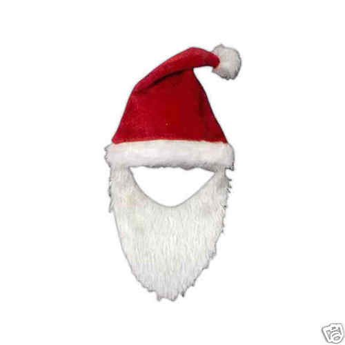 NEW Plush Santa Stocking Cap Hat w/ White Beard costume  