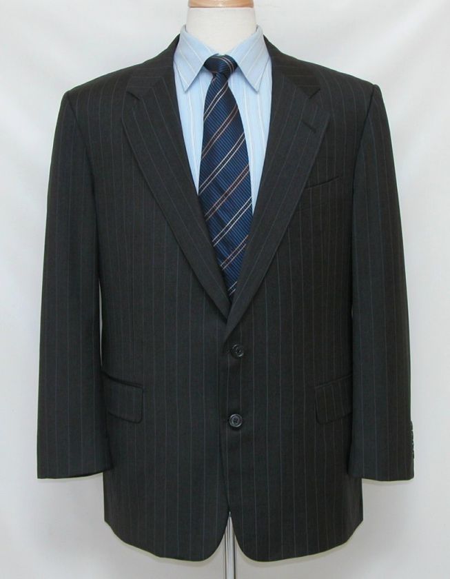895 Mint Hickey Freeman 42R 42 Wool Suit Dark Gray Stripes  