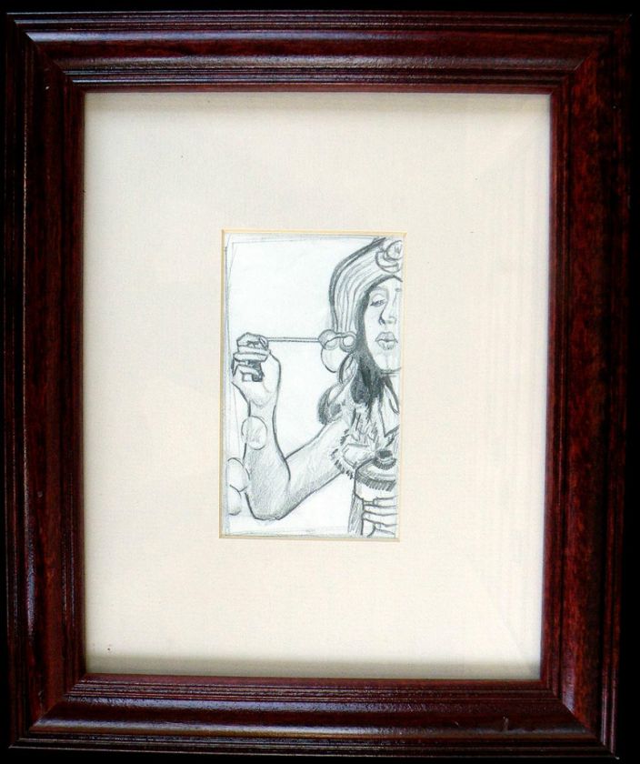 Contemporary modern art Original graphite drawing girl blowing bubbles