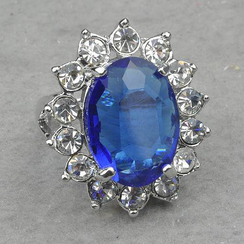 18K GP 5ct Simulate Sapphire Diamante#8 Ring ij211918  