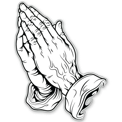 Praying Hands Christian catholic bumper sticker 3 x 5  