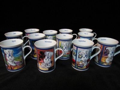 Pillsbury Doughboy 12 Month Collector Mug Set by Danbury Mint, set of 