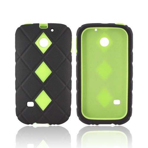 Lime Green Black Dual Layer Hard Plastic Silicone Case Cover For 