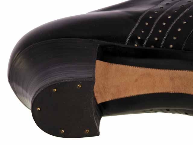 Vintage Ladies Black Leather Tie Oxfords Shoes Heels 1930s NIB Sz 7 