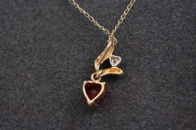10KT Gold Jewelry Ruby & Diamond Heart Necklace 18  