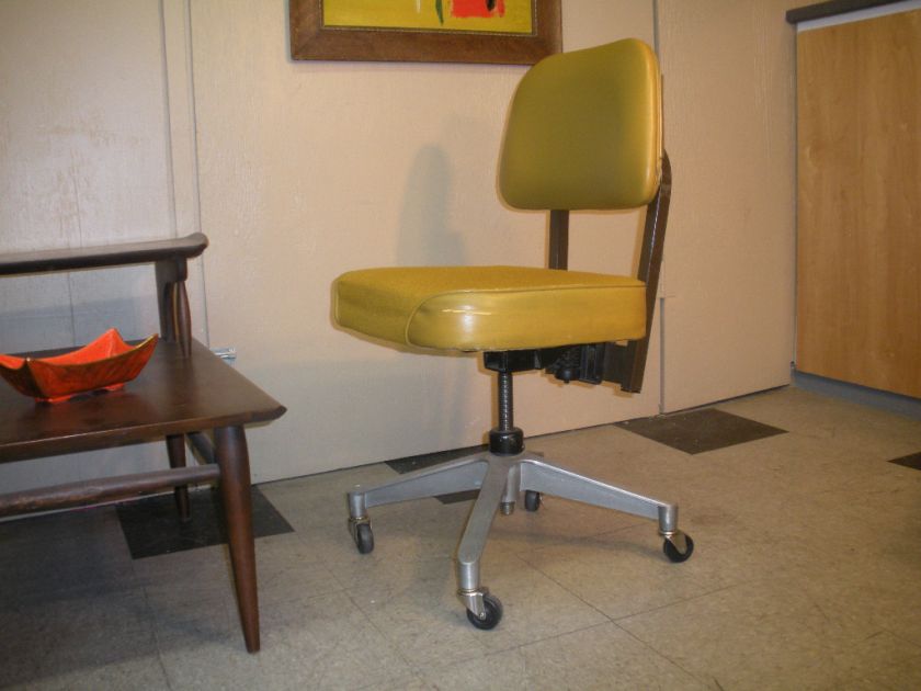   Harvest Gold Vinyl Steno Desk Chair Mid Century Retro Modern  
