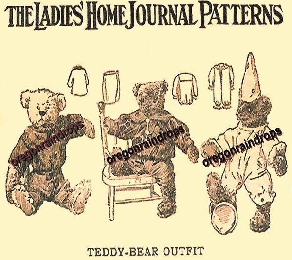 Antique Teddy Bear Clothing Pattern Circa 1905 Vintage  