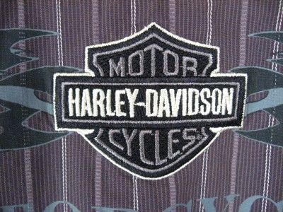 HARLEY DAVIDSON Motorcycles Embroidered LOGO Button Down Striped SHIRT 