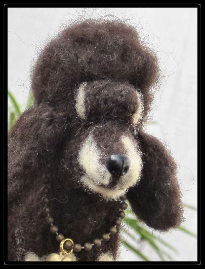 OOAK Needle Felted Black & Tan Phantom Poodle Dog Laigle by Bren 