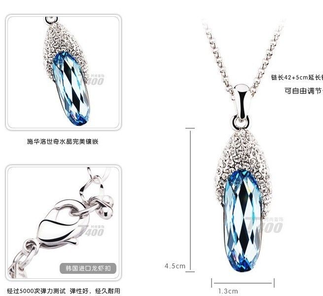 Fashion 18K GP Swarovski crystal necklace pendant options 3colour U 
