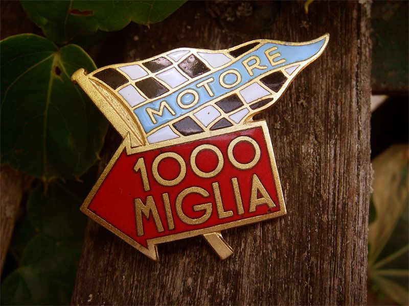 Porsche 356 FERRARI MOTORE MILLE MIGLIA Enamel Badge   