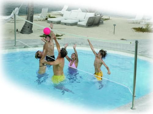 New Deck Mounted Stainless Swimming Pool Volleyball Net  