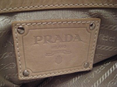 PRADA Large Beige Calfskin Leather New Look Tote Handbag  